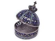Pewter Swarovski Crystal Blue Enamel Moroccan Crown Keepsake Box 2 3 4 x 2 1 4 Gift Boxed