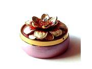 Pewter Swarovski Crystal Pink Enamel Flower Keepsake Box 1 x 1 3 4 Gift Boxed