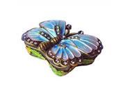 Pewter Swarovski Crystal Enamel Blue Butterfly Keepsake Box 3 4 x2 Boxed
