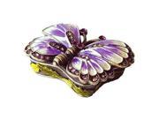 Pewter Swarovski Crystal Enamel Purple Butterfly Keepsake Box 3 4 x2 Boxed