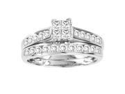 1 Carat Princess Diamond 14k White Gold Engagement Wedding Bridal Ring Set