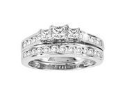 1 Carat Three Stone Diamond 10k White Gold Engagement Wedding Bridal Ring Set