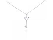 .925 Sterling Silver Cubic Zirconia Open Heart Twisted Key Pendant Necklace .925 Sterling Silver Cubic Zirconia Open Heart Twisted Key Pendant Necklace