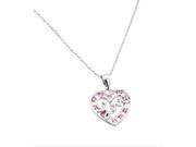 .925 Sterling Silver Pink Cubic Zirconia Love Open Heart Pendant 16 .925 Sterling Silver Pink Cubic Zirconia Love Open Heart Pendant 16
