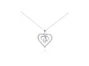 .925 Sterling Silver Cubic Zirconia Open Heart Pendant Necklace .925 Sterling Silver Cubic Zirconia Open Heart Pendant Necklace