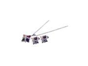 .925 Sterling Silver Rhodium Plated Multiple Color Cubic Zirconia Stud Earring & Necklace Set .925 Sterling Silver Rhodium Plated Multiple Color Cubic Zirconia Stud Earring & Necklace Set