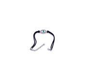 .925 Sterling Silver Rhodium Plated Small Evil Eye Clear Cubic Zirconia Black Cord Bracelet