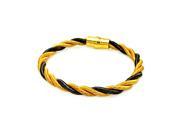 .925 Sterling Silver Black Rhodium Gold Plated Twist Rope Italian Bracelet