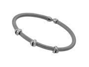 .925 Sterling Silver Rhodium Plated Three Clear Cubic Zirconia Bracelet