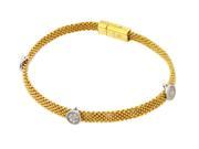 .925 Sterling Silver Gold Plated Round Clear Cubic Zirconia Beaded Italian Bracelet