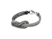 .925 Sterling Silver Rhodium Plated 2 Strand Net Knot Clear Cubic Zirconia Italian Bracelet