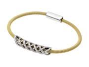 .925 Sterling Silver Rhodium Gold Plated Crisscross Micro Pave Clear Cubic Zirconia Italian Bracelet
