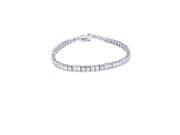 .925 Sterling Silver Rhodium Plated Square Clear Cubic Zirconia Tennis Bracelet