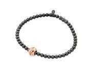 .925 Sterling Silver Black Rhodium Rose Gold Plated Ball Chain Clear Channel Cubic Zirconia Inlay Bracelet