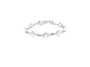 .925 Sterling Silver Rhodium Plated Diamond Shape Clear Cubic Zirconia Link Bracelet