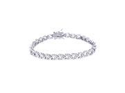 .925 Sterling Silver Rhodium Plated Clear Tennis Cubic Zirconia Bracelet