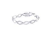 .925 Sterling Silver Rhodium Plated Open Sharp Marquise Cubic Zirconia Outline Bracelet