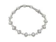 .925 Sterling Silver Rhodium Plated Cubic Zirconia Square Box Bracelet