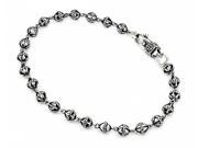 .925 Sterling Silver Nickel Free Twisted Blade Small Studded Ball Link Bracelet 7
