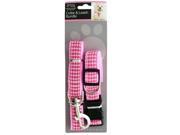 Pink Houndstooth Collar Leash Bundle Set Set of 24 Pet Supplies Collars Leashes Harnesses Wholesale
