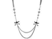 Black Crystal Skull and Crossbones Multi Strand Necklace Set of 16 Jewelry Necklaces Wholesale