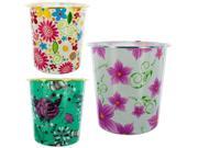 Round Floral Design Wastebasket Set of 8 Household Supplies Trash Containers Wholesale