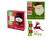 Holiday Theme Wood Block Sign Set of 6 Seasonal Christmas Wholesale