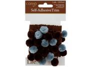 conso 1 yard self adhesive brown trim w brown teal pom poms Set of 72 Sewing Needlecrafts Fabric Trim Wholesale