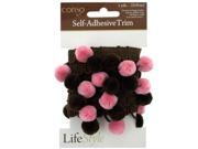 conso self adhesive brown trim with brown pink pom poms Set of 24 Sewing Needlecrafts Fabric Trim Wholesale