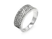 .925 Sterling Silver Rhodium Plated Clear Pave Set Cubic Zirconia Eternity Ring