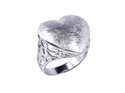 .925 Sterling Silver Rhodium Plated Sand Blast Heart Ring