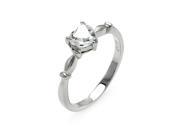 .925 Sterling Silver Rhodium Plated Heart Clear Cubic Zirconia Bridal Ring