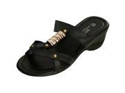 Black Strappy Wedge Sandals with Gold Accents Set of 1 Apparel Shoes Wholesale