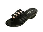 Black Strappy Wedge Sandals with Gold Accents Set of 2 Apparel Shoes Wholesale