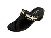 Black Wedge Sandals with Stripe Spike Accents Set of 2 Apparel Shoes Wholesale