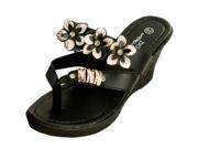Black Floral Wedge Sandals with Gold Jewel Accents Set of 1 Apparel Shoes Wholesale