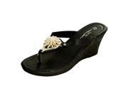 Black Wedge Sandals with Gold Flower Accent Set of 2 Apparel Shoes Wholesale