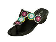 Black Wedge Sandals with Circle Jewel Accents Set of 1 Apparel Shoes Wholesale