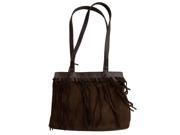 Dark Brown Faux Suede Handbag with Tassels Set of 16 Fashion Accessories Handbags Wholesale