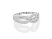Sterling Silver Rhodium Plated And CZ Bangle Bracelet