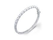 Sterling Silver Rhodium Plated With White Enameled Bangle Bracelet
