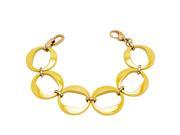Mustard Yellow Ceramic O Link and ?Rose Gold Plated 316L Stainless Steel Link Bracelet 8.5 Inches x 27mm