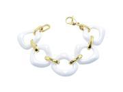 White Ceramic and Yellow Gold Plated 316L Stainless Steel Link Bracelet 8 Inches x 28 mm