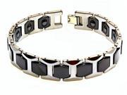 High Polished Two Tone Tungsten Carbide Magnetic Ion Designer Link Men s Bracelet 11mm x 8.5 Inches