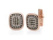 1.45 Ctw 14k Rose Gold White and Champagne Diamond Cuff Links
