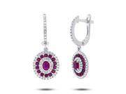 0.21 Ctw Diamond and 1.33 Ctw Ruby 14k White Gold Earring