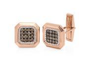 1.08 Ctw 14k Rose Gold White and Champagne Diamond Cuff Links