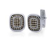 1.45 Ctw 14k White Gold White and Champagne Diamond Cuff Links