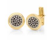 1.00 Ctw 14k Yellow Gold White and Champagne Diamond Cuff Links