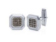 1.08 Ctw 14k White Gold White and Champagne Diamond Cuff Links